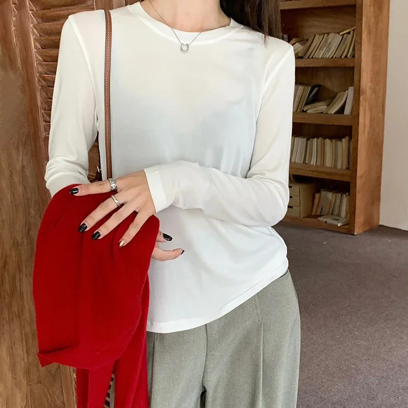 Wool Crew Neck Long Sleeve T-Shirt