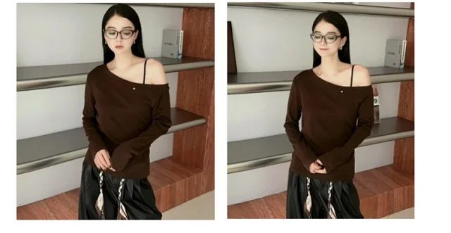 Women's 2025 Cotton Off-Shoulder T-Shirt Detail