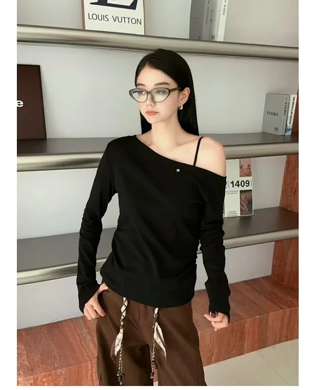 Women's 2025 Cotton Off-Shoulder T-Shirt Detail