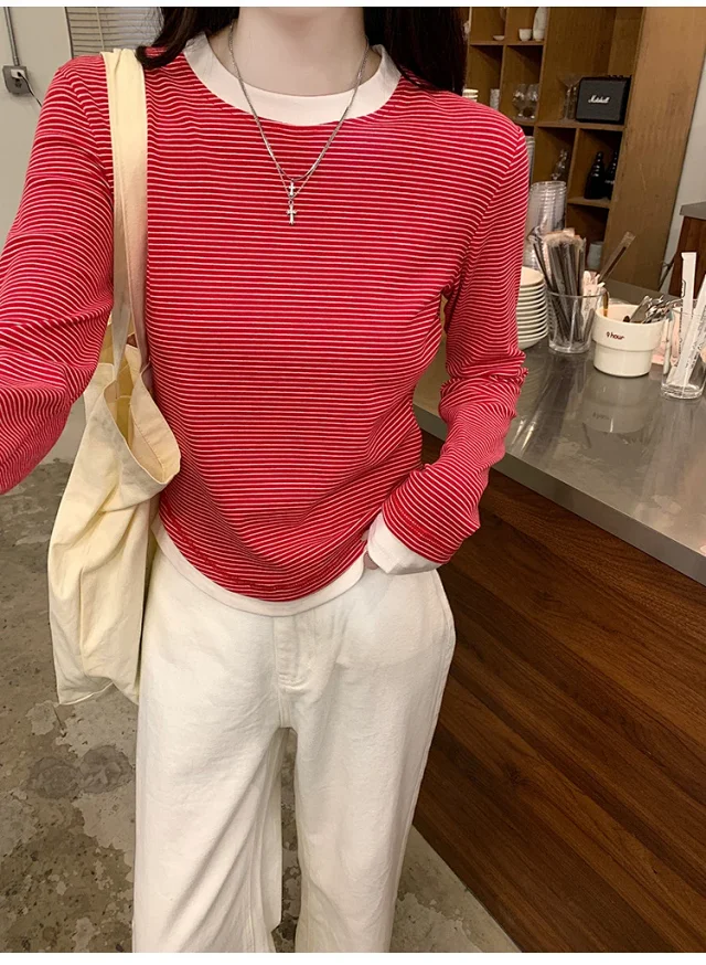 2025 Fall Women's Ribbed Longsleeve T-shirt Detail