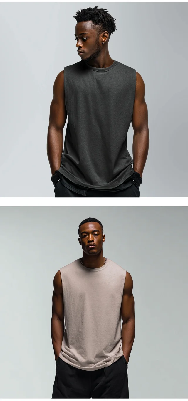 230g Combed Cotton Solid Sleeveless Tank Detail