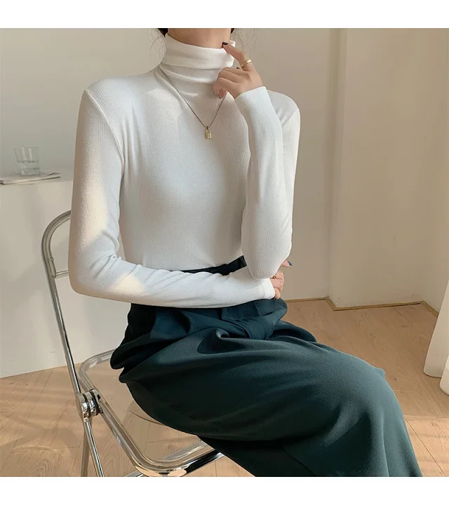 Women's Slim Fit Long Sleeve High Neck Top Detail