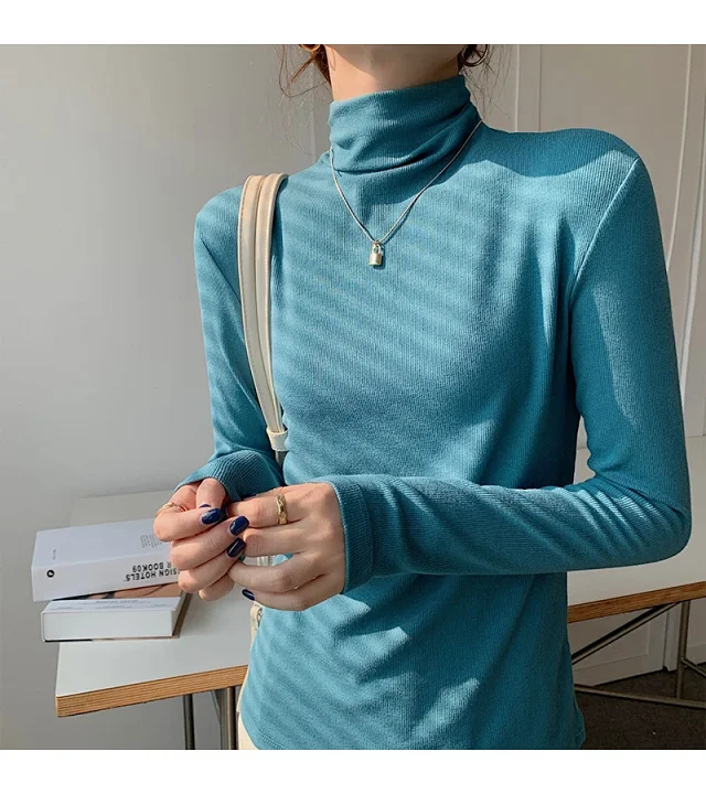 Women's Slim Fit Long Sleeve High Neck Top Detail
