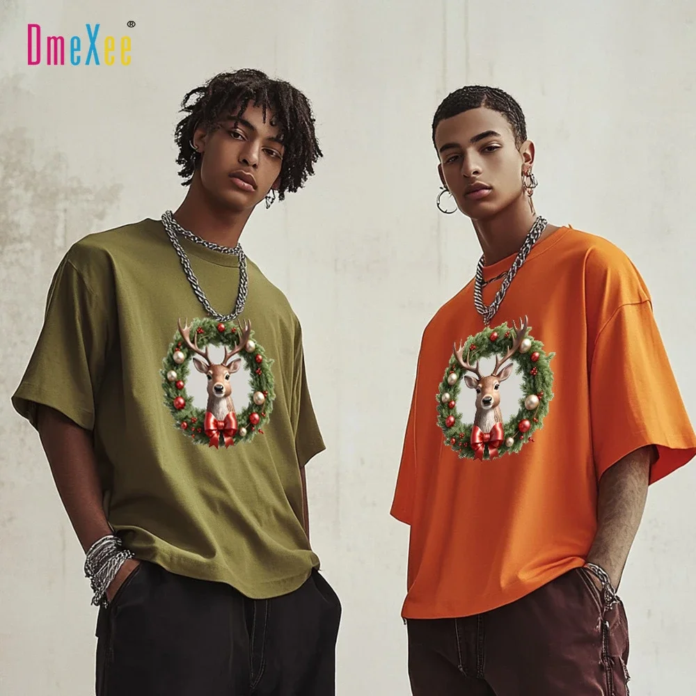 Men's Oversized Summer T-Shirt Christmas Print