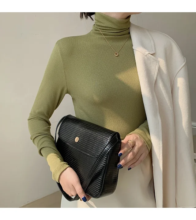 Women's Slim Fit Long Sleeve High Neck Top Detail