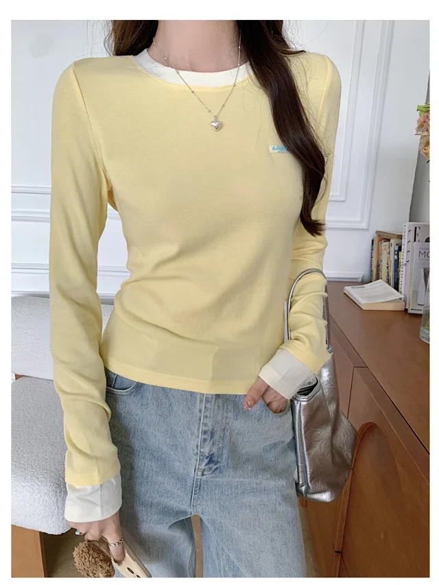Women's Layered Colorblock Long Sleeve Tee Detail