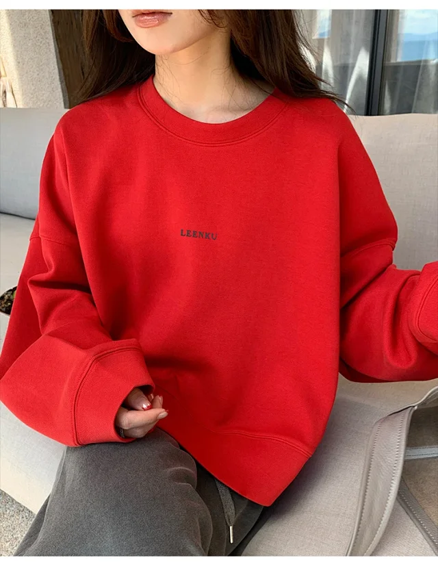 Women's Korean Minimalist Cropped Sweatshirt Detail
