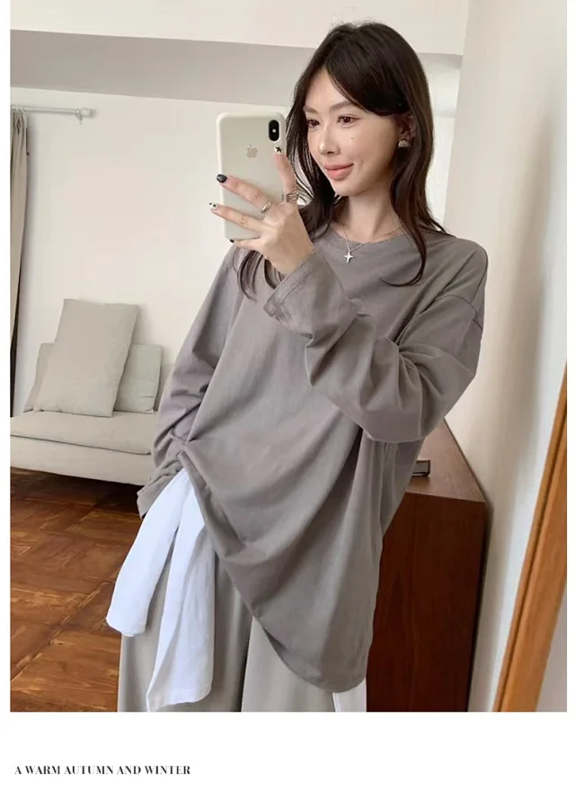 Relaxed Fit Slimming Long Sleeve Tee Detail
