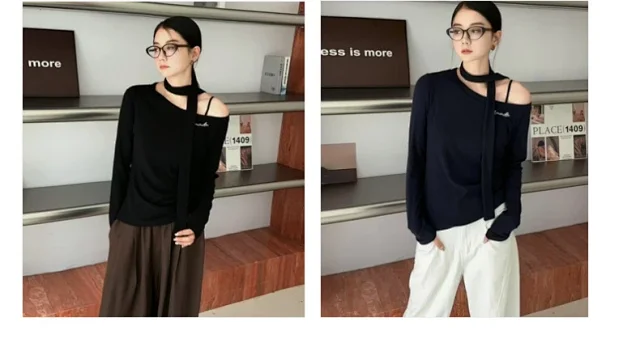 New Korean Off-Shoulder Slimming Women's Top Detail