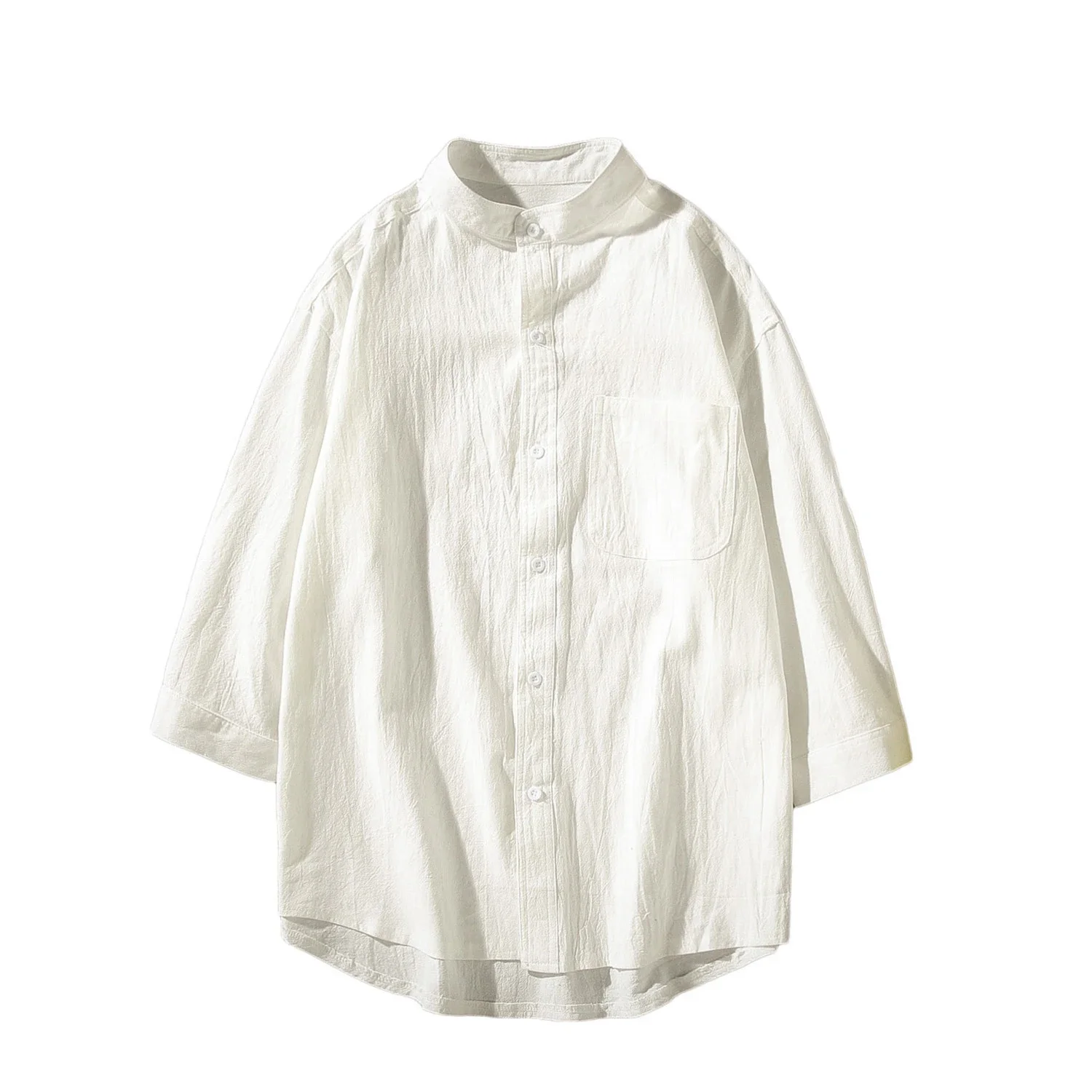 Men's Medium Sleeve Cotton Linen Shirt