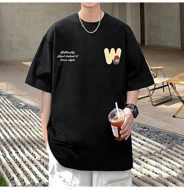 2025 Men's Bear Print Heavyweight Cotton T-shirt Detail