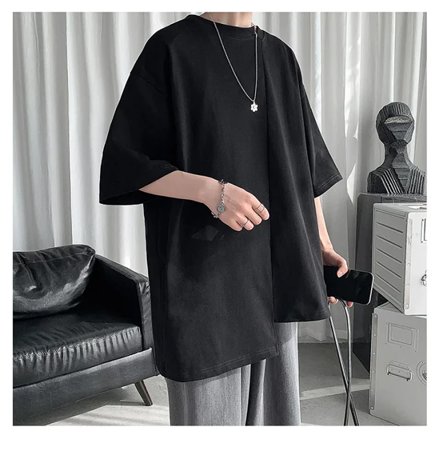 Men's Trendy Solid Half Sleeve Tee Detail