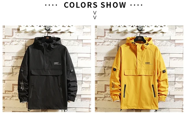 Men's Lightweight Trendy Hooded Half-Zip Jacket Detail