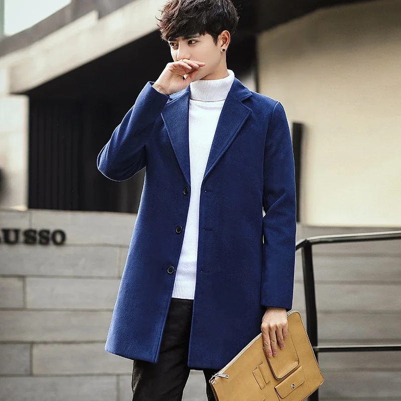 AW21 Korean Men's Slim Classic Wool Coat