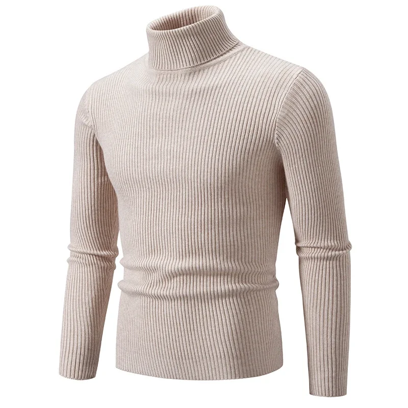 Men's Slim Fit Retro Solid Turtleneck