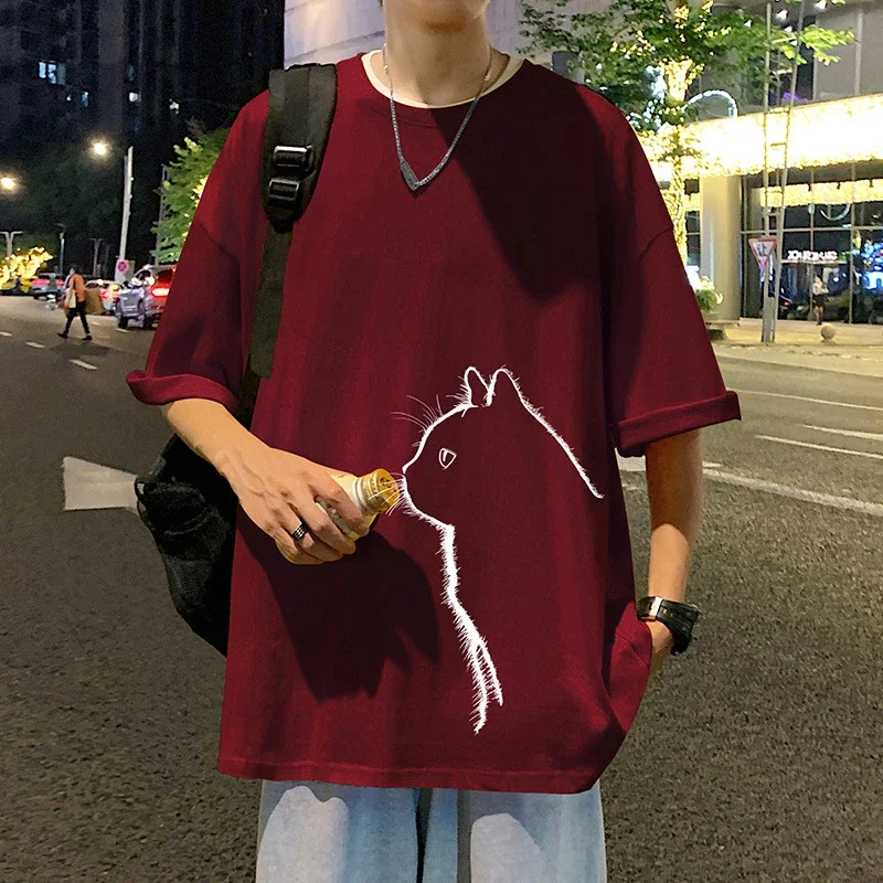 Men's Couple Cat Print Tee