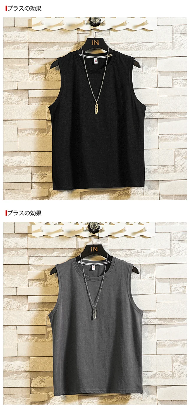 Summer Men's Cotton Printed Tank Top Detail