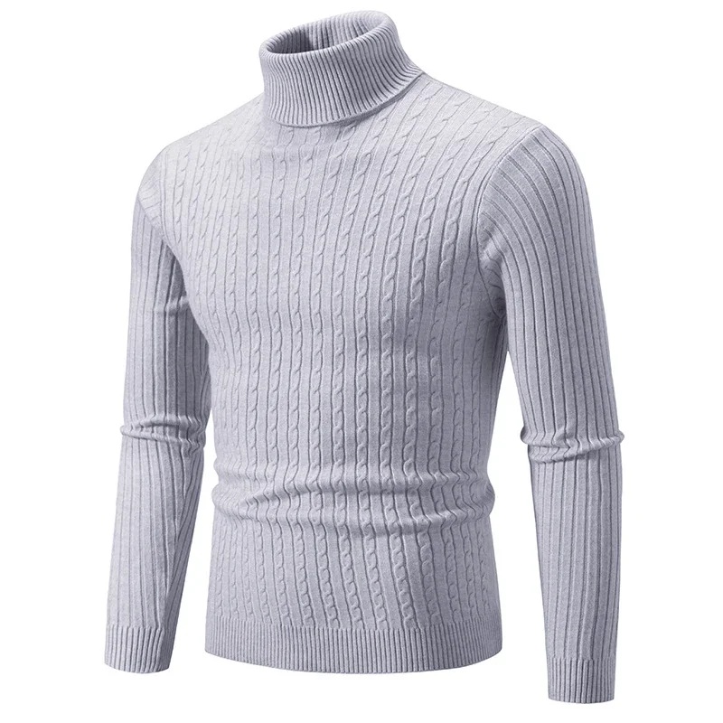 Men's Retro Solid Turtleneck Slim Sweater