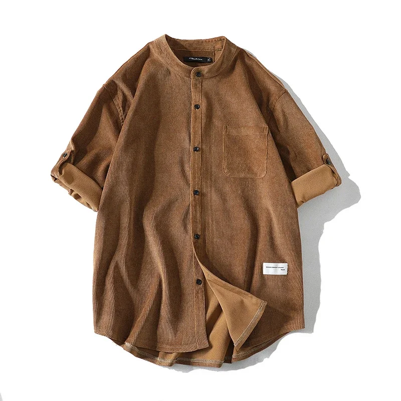 Men's Mid-Sleeve Vintage Korean Corduroy Shirt