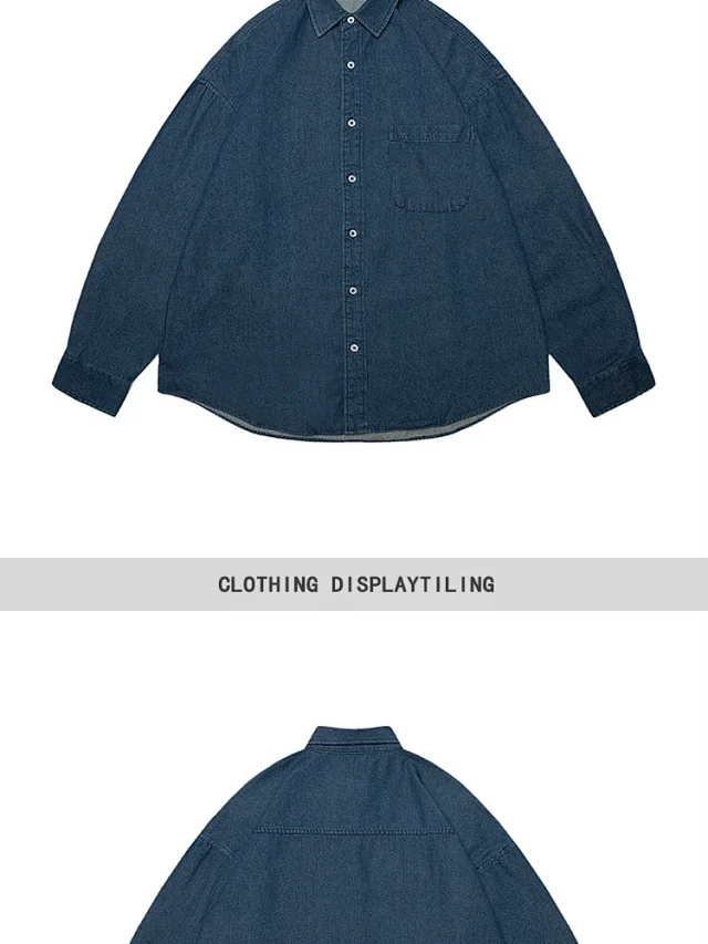 Spring Men's Vintage Oversized Denim Shirt Detail