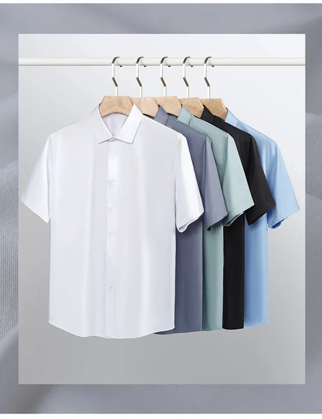 Men's Wrinkle-Resistant Silk Short-Sleeve Shirt Detail