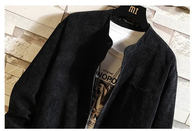Men's Long Sleeve Korean Corduroy Shirt Detail