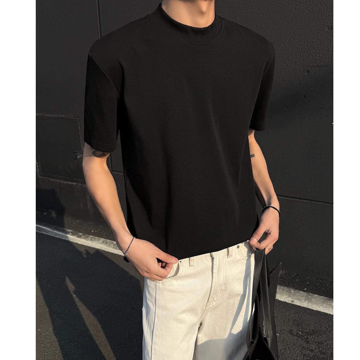 Cleanfit Men's Mock Neck Heavyweight Tee