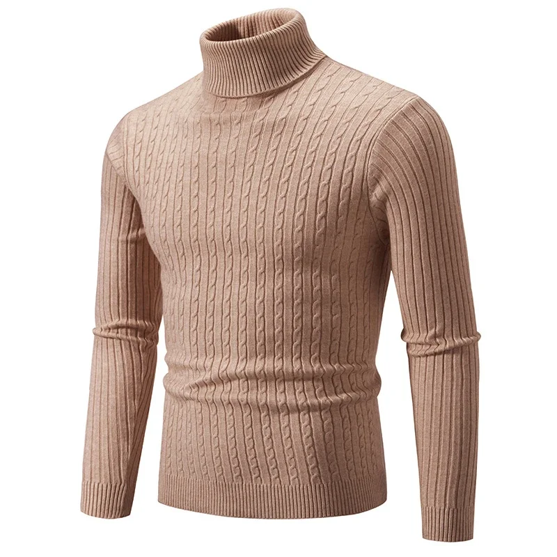 Men's Retro Solid Turtleneck Slim Sweater