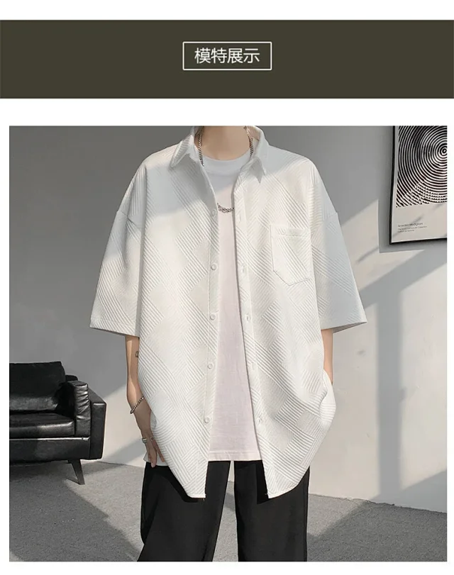 Baroque Japanese Men's Boyfriend Short-Sleeve Shirt Detail