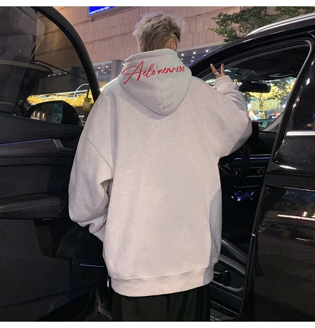 American Streetwear Men's Oversized Cotton Hoodie Detail