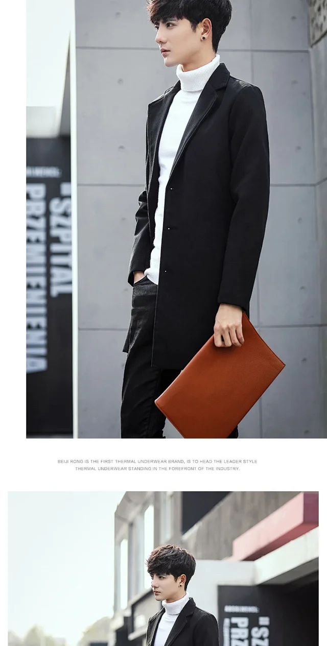AW21 Korean Men's Slim Classic Wool Coat Detail