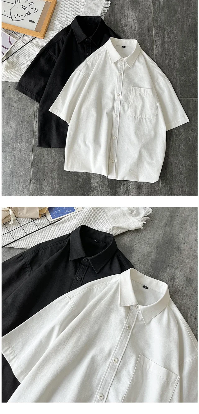 Men's Summer Casual Cotton Short-Sleeve Shirt Detail