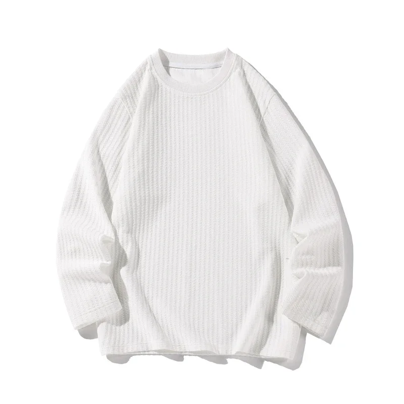 Oversize White Textured Long Sleeve Tee