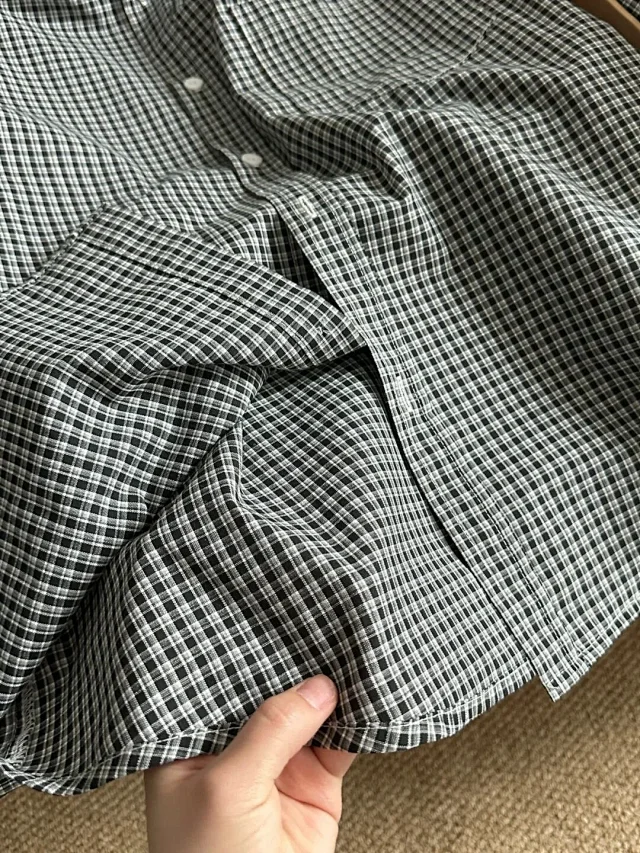 Cleanfit Men's Blue Vintage Plaid Overshirt Detail