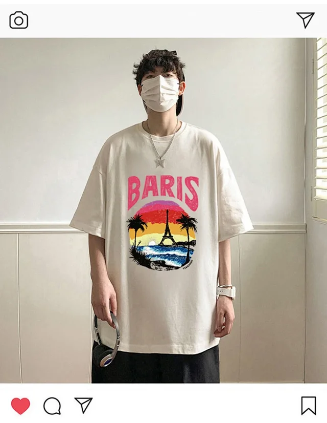 Men's Heavyweight Cotton Oversized Streetwear Tee Detail