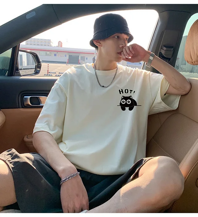 Men's Heavyweight Cotton T-Shirt 2025 Loose Detail