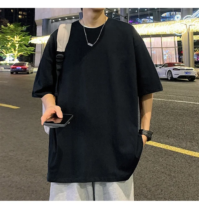 Men's Summer Oversized Heavyweight Cotton T-Shirt Detail
