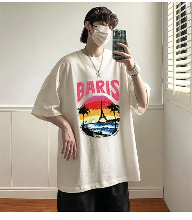 Men's Heavyweight Cotton Oversized Streetwear Tee Detail