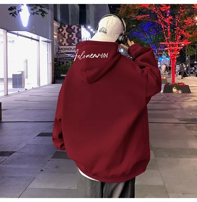 American Streetwear Men's Oversized Cotton Hoodie Detail