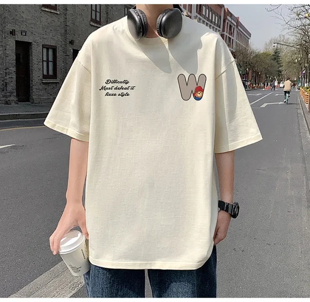 2025 Men's Bear Print Heavyweight Cotton T-shirt Detail