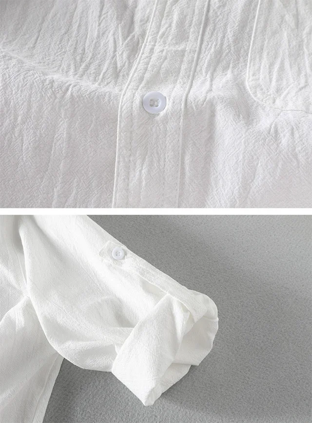 Men's Casual Linen Short Sleeve Shirt Detail
