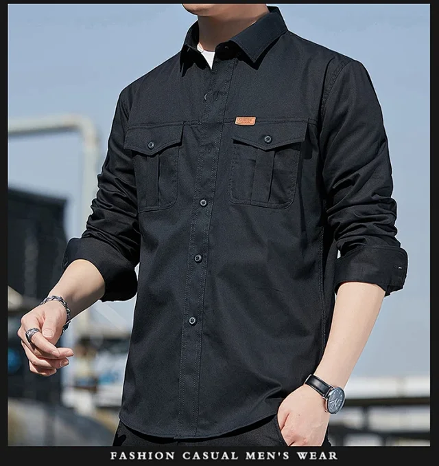 Men's Casual Work Long Sleeve Shirt Detail