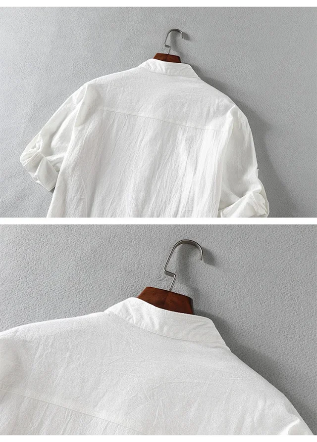 Men's Casual Linen Short Sleeve Shirt Detail