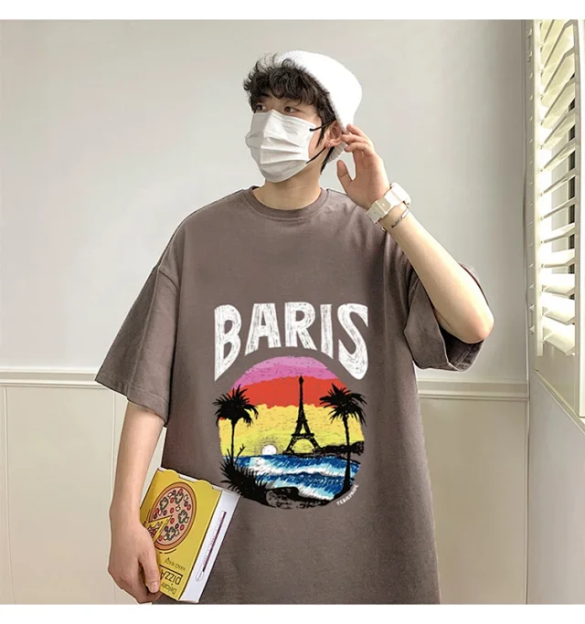 Men's Heavyweight Cotton Oversized Streetwear Tee Detail
