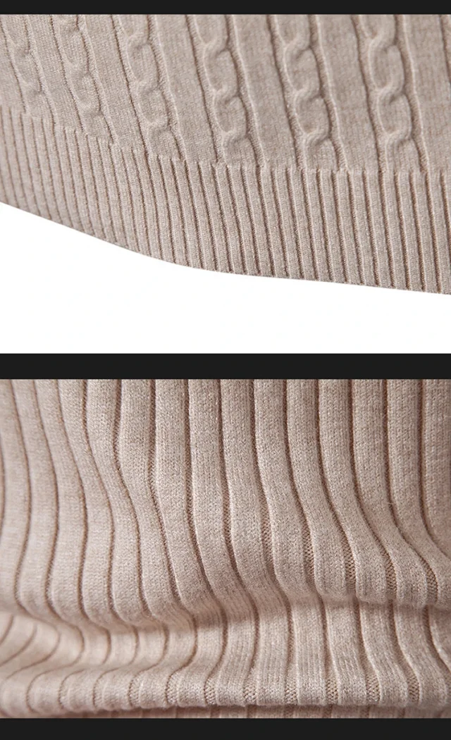 Men's Retro Solid Turtleneck Slim Sweater Detail