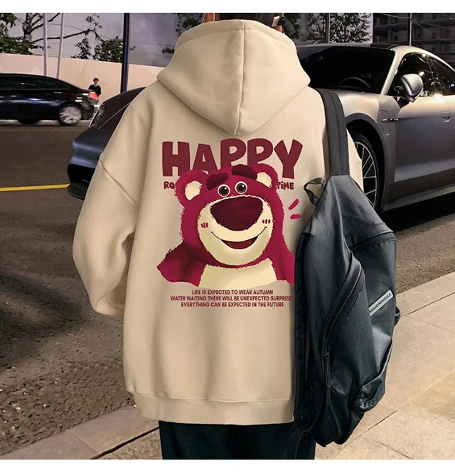Men's Strawberry Bear Heavy Fleece Hoodie Detail