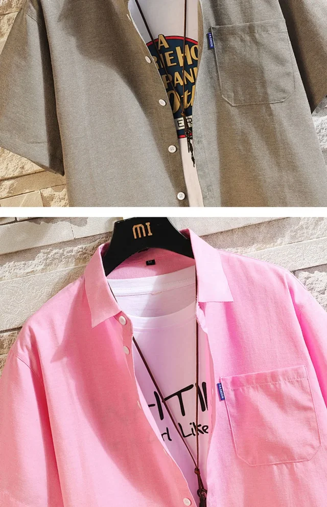 Men's Solid Oxford Short Sleeve Shirt Detail