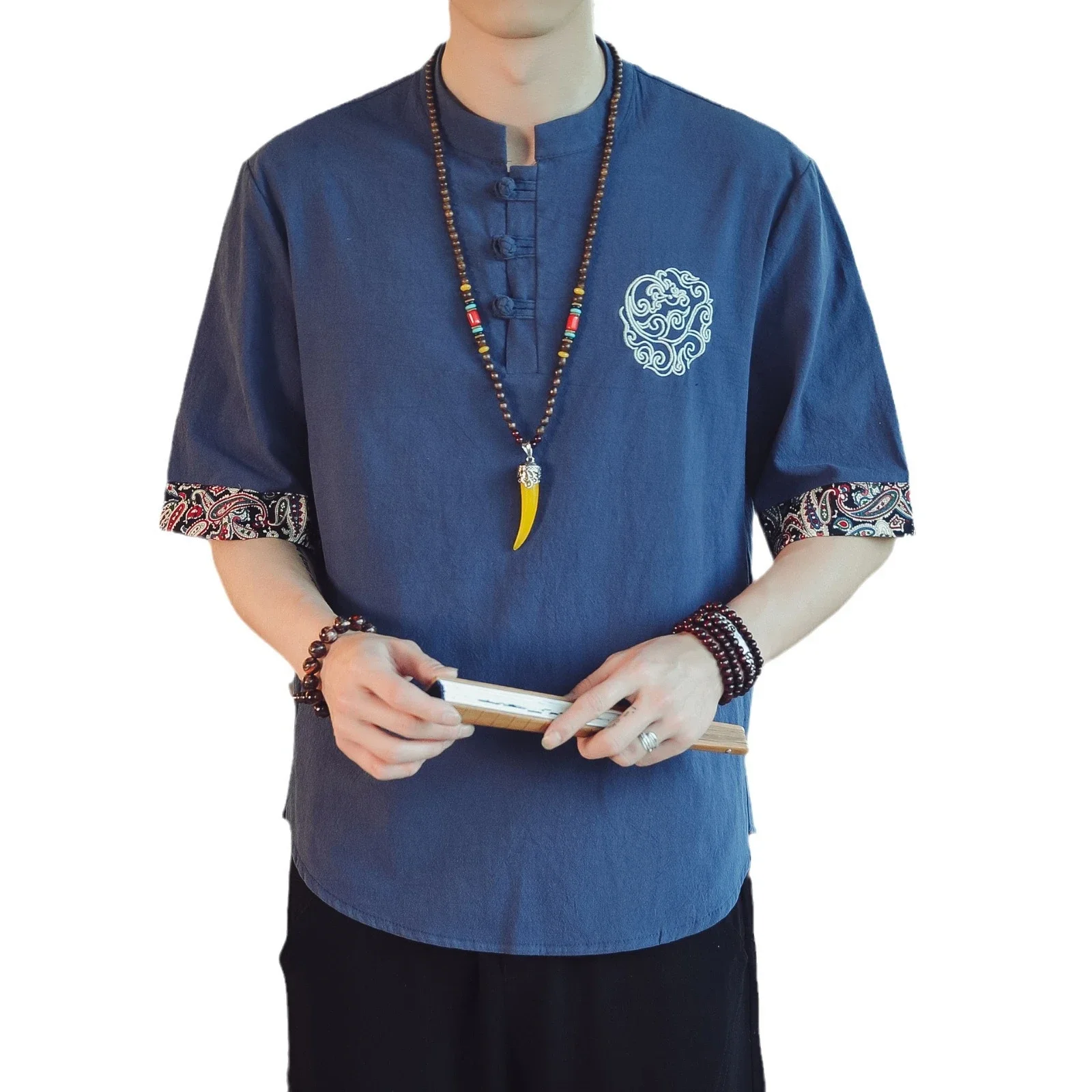 Big Men's Retro Tang Linen Tee