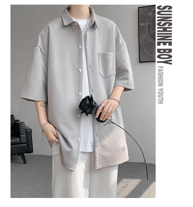 Baroque Japanese Men's Boyfriend Short-Sleeve Shirt Detail