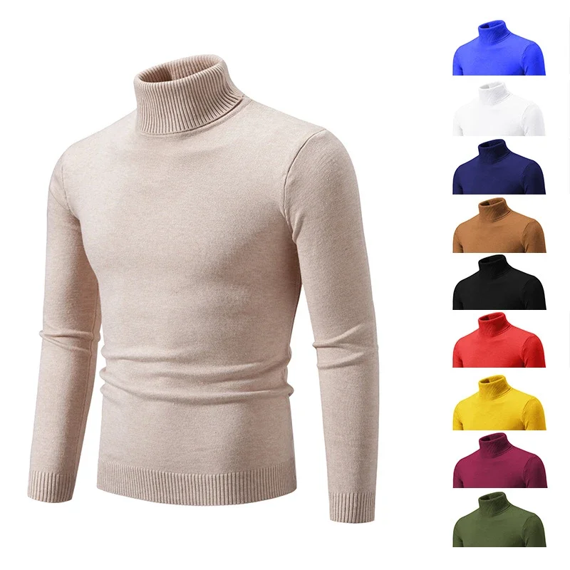 Men's Retro Minimalist Solid Turtleneck Knit